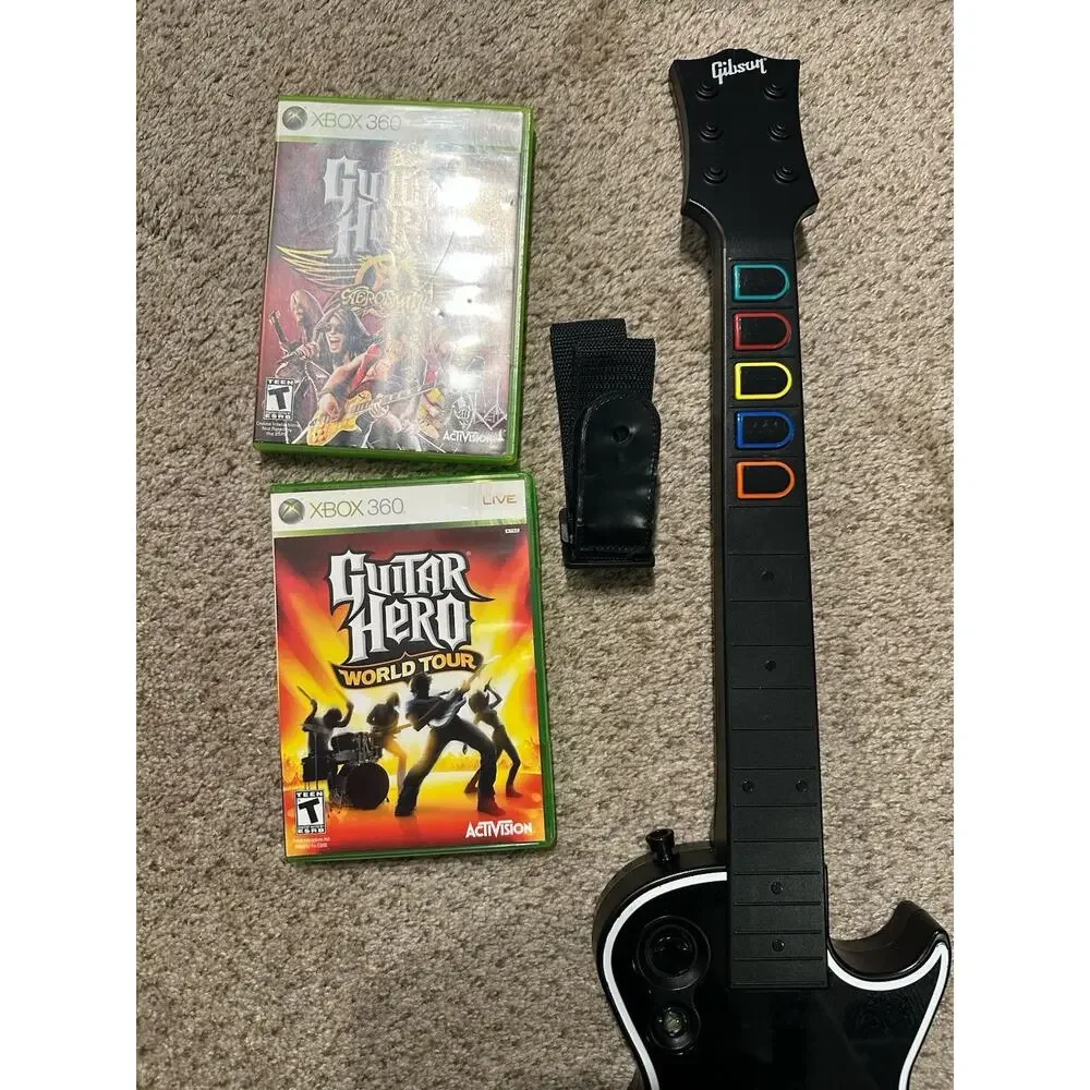 Red Octane Xbox 360 Guitar Hero Les Gibson Controller Bundle 2 Games Tested